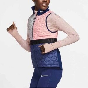 NIKE Women's AeroLayer Quilted Vest - Blue, Blush, Gray; Like New, Sz XS